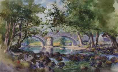 Bettws-y-Coed 近くの古い橋、北ウェールズ、1899 年。