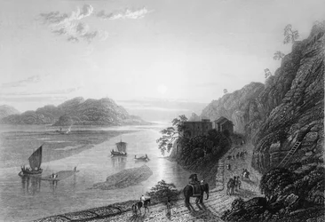 「ハードワール近くの平原に入るガンジス川」、1838 年。
