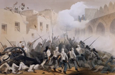 デリーの嵐1857、インドのキャンペーン1857-58、大反乱の波乱の時期に作成された図面からのデリーとその周辺の軍事作戦を示すe