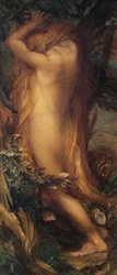Eve Repentente、c、1865-97（キャンバスに置かれた紙の上のミクストメディア）