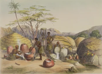 テュガラのグドゥのクラール、ビールを作る女性、1849年の「カフィルズイラストレイテッド」のプレート26