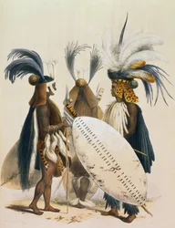 パンダ国王のズールー族の兵士、1849年の「The Kafirs Illustrated」のプレート20