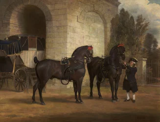 コーチマンとの2つの黒いコーチ馬、1791年