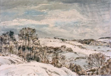 ウェンズリーデールの冬 (紙に鉛筆と水彩)