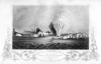 1854年、1857年にウクライナのオデッサを砲撃した際の帝国のほくろの爆発。