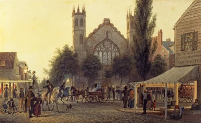 夜の落下、聖トーマス教会、ニューヨーク、c.1835