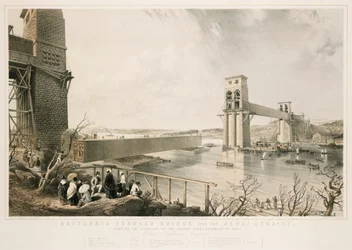 1849年12月3日、建設中のブリタニア管状橋