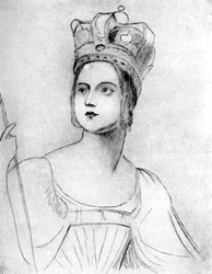 戴冠式の礼服をまとうヴィクトリア女王、1837年、1901年。