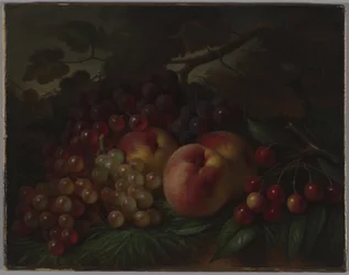 桃、ブドウ、さくらんぼ、c.1860-70（キャンバスに油彩）