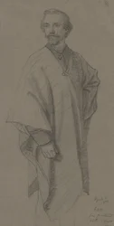 自画像、1870（茶色の織り紙に黒鉛）