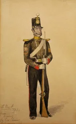 イギリス海軍大砲のカラー軍曹、1854年（紙にトイレ）