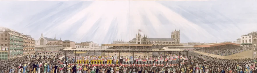 ウェストミンスター・ホールから大修道院へ向かう国王ジョージ4世の戴冠行列、1821年7月19日