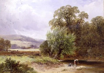 A Brook near Barrow（油彩・キャンバス）
