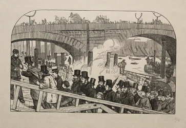 ロンドン橋の生活の流れ-橋の下、1863年。