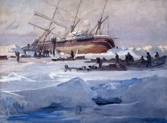 ウェッデル海の氷に押しつぶされるエンデュアランス、1915年10月