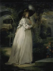庭の少女の肖像、c.1786-88（キャンバスに油彩）