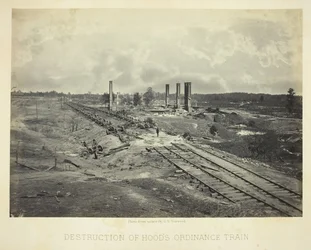 1864 年、フッドの指令列車の破壊。