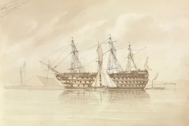 シアネス沖のHMS「トラファルガー」（1850年12月28日、「シャノン号」より