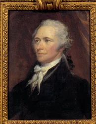 アレキサンダー・ハミルトン（1757-1804）の肖像 アメリカ合衆国財務大臣 ジョージ・ヒーリー（1808-1894）の絵画 19世紀 日。0,25x0,2 m - アメリカ合衆国財務長官アレクサンダー・ハミルトン（1757-1804）の肖像。絵画 作者