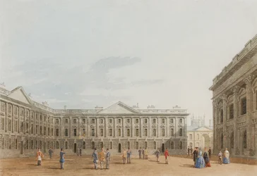 Peckwater Quad looking East、Christ Church、Oxford、1850（紙にインクとトイレ）