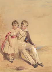 2 人の子供の肖像、1837 年。
