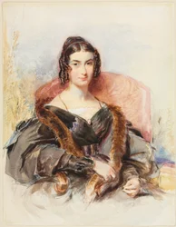 女性の肖像 1830-1835年頃 (水彩、黒鉛、白絵の具)