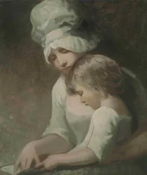 カンバーランド夫人と息子を読む母と子
