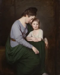 アン・ウィルソンと娘、シビル、1776-77年頃（キャンバスに油彩）