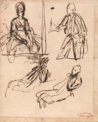 男と女の肖像画のための習作