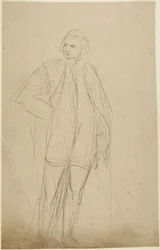 ローブをまとった男性の全身肖像画の習作