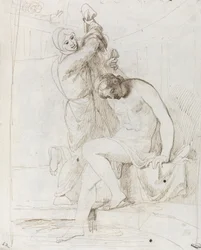 バトシェバの浴場（簀の紙にペンと茶色のインク）