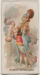 デューク ブランドのタバコの祝日シリーズ N80 からのビルマ フェスティバル、インド、1890 年., 1890.