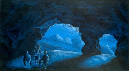 山の洞窟で3人、1825