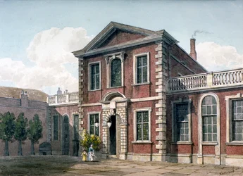 1812年、ロンドン市理容外科ホールと中庭。