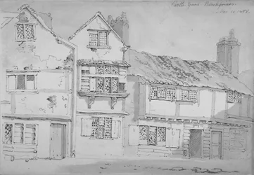 キャッスル ヤードの建物、ブラックフライアーズ、ロンドン市、1808 年