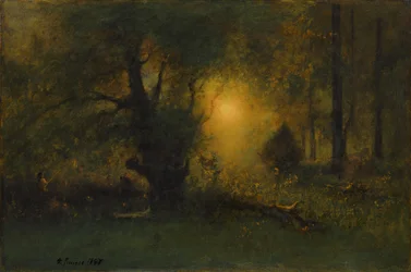森の日の出、1887