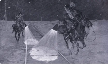 満州鉄道：夜間巡回、カッセルの日露戦争の歴史Vol。1、1900年頃のイラスト