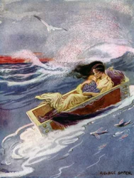 ペルセウス"And away and out to sea floated the mother and her baby" (カラーリトグラフ)