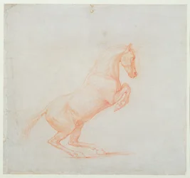 跳ね馬、右向き、1790（紙に赤いチョーク）