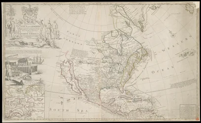北米地図、1720年頃（エングレーヴィング）
