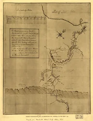 ジョージ・ワシントンの「オハイオ日記」（1754年）に添付された地図。LOC 99446116