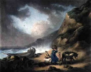 ジェームズウォード（1769-1859）によって刻まれた漁師、パブ。 JRスミス作、1793年（メゾチント彫刻）（125518組）