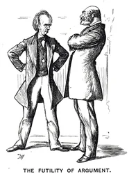 The Phrenology Argument - Again」というタイトルの漫画に「The Futility of Argument」というキャプションがついている。
