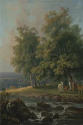 川沿いの馬と牛、1777