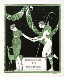 Bucoloques en Pamphylie、Pierre Louys 作、Les Chansons de Bilitis のイラスト、パブ。 1922年（ステンシルプリント）