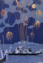 ヴェネツィアの花火、ポール・ヴェルレーヌ作「Fetes Galantes」のイラスト（1844-96）、1924年（ポショワールプリント）