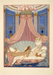 Pierre Choderlos de Laclos (1741-1803) pub による「Les Liaisons Dangereuses」のイラスト。 1934年（ステンシルプリント）