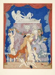 Pierre Choderlos de Laclos (1741-1803) pub による「Les Liaisons Dangereuses」のイラスト。 1934年（ステンシルプリント）