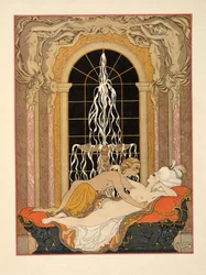 Pierre Choderlos de Laclos (1741-1803) pub による「Les Liaisons Dangereuses」のイラスト。 1934年（ステンシルプリント）