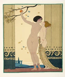 アドバイス、「Les Chansons de Bilitis」のイラスト、Pierre Louys 作、パブ。 1922年（ステンシルプリント）